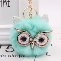 Cute Owl Alloy Plush Unisex Bag Pendant Keychain 1 Piece sku image 2