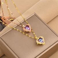 Mode Forme De Cœur Acier Au Titane Placage Incruster Strass Pendentif 1 Pièce main image 1