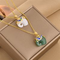 Fashion Elephant Titanium Steel Plating Inlay Zircon Pendant Necklace 1 Piece main image 1