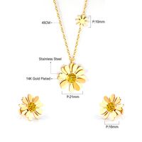 Simple Style Flower Stainless Steel Inlay Zircon Earrings Necklace 1 Set main image 3