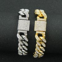 Hip-hop Geometric Alloy Diamond Men's Bracelets main image 5