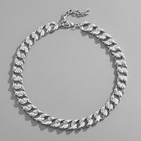 Hip-hop Solid Color Alloy Inlay Rhinestones Men's Bracelets Necklace 1 Piece main image 3
