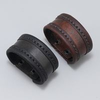 Fashion Geometric Pu Leather Iron Patchwork Unisex Bracelets main image 3