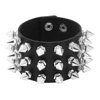 Punk Geometric Pu Leather Plating Rivet Unisex Bangle 1 Set main image 5