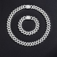 Hip-hop Geometric Solid Color Alloy Inlay Rhinestones Men's Bracelets Necklace 1 Set sku image 1