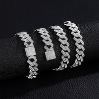 Hip-hop Geometric Solid Color Alloy Inlay Rhinestones Men's Bracelets Necklace 1 Set sku image 5