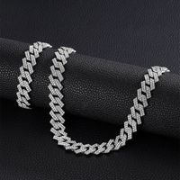 Hip-hop Geometric Solid Color Alloy Inlay Rhinestones Men's Bracelets Necklace 1 Set sku image 7