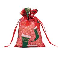 Fashion Christmas Tree Santa Claus Snowman Organza Drawstring Jewelry Packaging Bags 1 Piece sku image 7