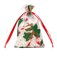 Fashion Christmas Tree Santa Claus Snowman Organza Drawstring Jewelry Packaging Bags 1 Piece sku image 9