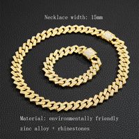 Hip-hop Geometric Solid Color Alloy Inlay Rhinestones Men's Bracelets Necklace 1 Set main image 2