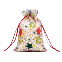 Fashion Christmas Tree Santa Claus Snowman Organza Drawstring Jewelry Packaging Bags 1 Piece sku image 12