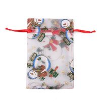 Fashion Christmas Tree Santa Claus Snowman Organza Drawstring Jewelry Packaging Bags 1 Piece sku image 16