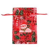 Fashion Christmas Tree Santa Claus Snowman Organza Drawstring Jewelry Packaging Bags 1 Piece sku image 22