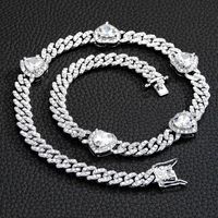 Fashion Heart Shape Alloy Rhinestone Inlay Zircon Unisex Bracelets Anklet Necklace 1 Piece main image 2