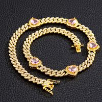 Fashion Heart Shape Alloy Rhinestone Inlay Zircon Unisex Bracelets Anklet Necklace 1 Piece main image 6