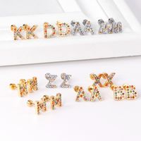 Fashion Letter Stainless Steel Inlay Zircon Ear Studs 1 Pair main image 1