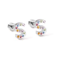 Fashion Letter Stainless Steel Inlay Zircon Ear Studs 1 Pair main image 4