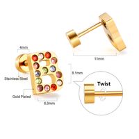 Fashion Letter Stainless Steel Inlay Zircon Ear Studs 1 Pair main image 3