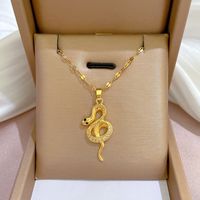 Fashion Snake Titanium Steel Copper Plating Inlay Rhinestones Pendant Necklace main image 1