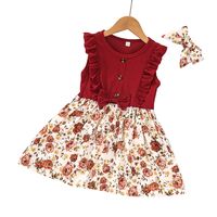 Fashion  Summer New Little Girl Flower Bow Tie Sleeveless A- Line Skirt sku image 15