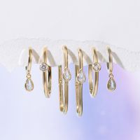 Fashion Pentagram Paper Clip Heart Shape Copper Plating Zircon Earrings 1 Set main image 3