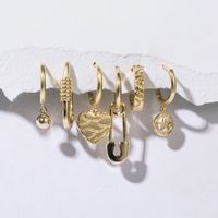 Fashion Pentagram Paper Clip Heart Shape Copper Plating Zircon Earrings 1 Set main image 4