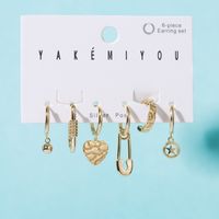 Fashion Pentagram Paper Clip Heart Shape Copper Plating Zircon Earrings 1 Set main image 5