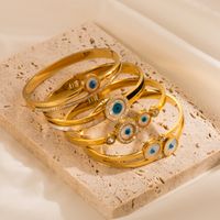 Fashion Devil's Eye Stainless Steel Gold Plated Rhinestones Gold Plated Bangle main image 1