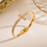 Fashion Devil's Eye Stainless Steel Gold Plated Rhinestones Gold Plated Bangle main image 3