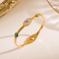 Fashion Devil's Eye Stainless Steel Gold Plated Rhinestones Gold Plated Bangle sku image 9