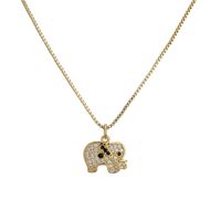 Cute Elephant Copper Enamel Zircon Necklace main image 7