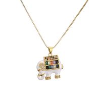 Cute Elephant Copper Enamel Zircon Necklace main image 6