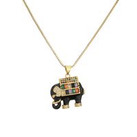 Cute Elephant Copper Enamel Zircon Necklace main image 5