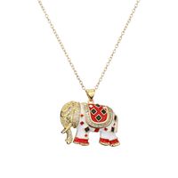 Cute Elephant Copper Enamel Zircon Necklace main image 3