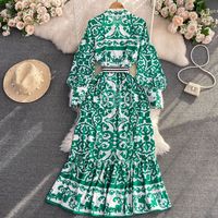 Women's Regular Dress Vintage Style Round Neck Long Sleeve Floral Maxi Long Dress Banquet main image 5