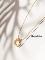 Fashion Bow Knot Copper Gold Plated Zircon Pendant Necklace 1 Piece main image 4