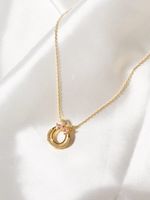 Fashion Bow Knot Copper Gold Plated Zircon Pendant Necklace 1 Piece main image 3