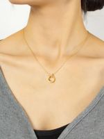 Fashion Bow Knot Copper Gold Plated Zircon Pendant Necklace 1 Piece main image 2