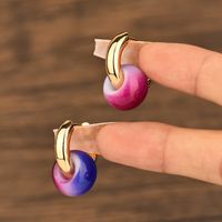 Fashion Round Alloy Glass Plating Women's Earrings 1 Pair main image 4