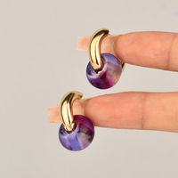 Fashion Round Alloy Glass Plating Women's Earrings 1 Pair main image 6