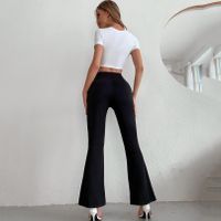 Fashion Solid Color Spandex Polyester Full Length Flared Pants main image 5