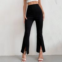 Fashion Solid Color Spandex Polyester Full Length Flared Pants main image 1