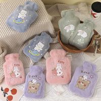 Plush Hot Water Bag Rabbit Fur Teddy Plush Winter Heating Pad Portable Cute Cartoon Explosion-proof Water Injection Hand Warmer Wholesale main image 1