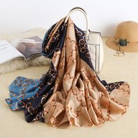 Women's Elegant Color Block Satin Printing Silk Scarves sku image 10