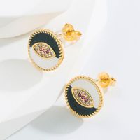 Fashion Devil's Eye Copper Gold Plated Zircon Ear Studs 1 Pair sku image 2