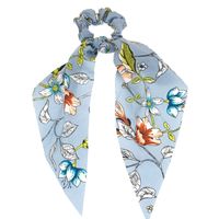 French Flower Streamer Scrunchy Hair Tie Fabric Bow Tie Silk Scarf sku image 2