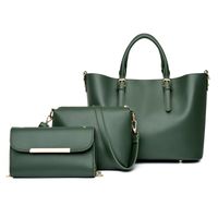 Women's Large All Seasons Pu Leather Solid Color Basic Square Zipper Bag Sets sku image 1