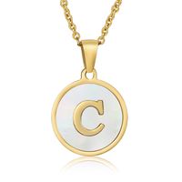Fashion Round Letter Stainless Steel Plating Necklace sku image 6