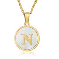 Fashion Round Letter Stainless Steel Plating Necklace sku image 15