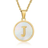 Fashion Round Letter Stainless Steel Plating Necklace sku image 5